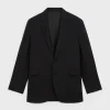 boxy jacket in gabardine wool