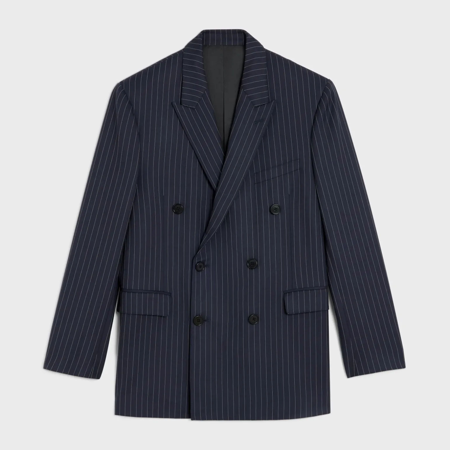 boxy jacket in striped cashmere wool