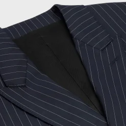 boxy jacket in striped cashmere wool