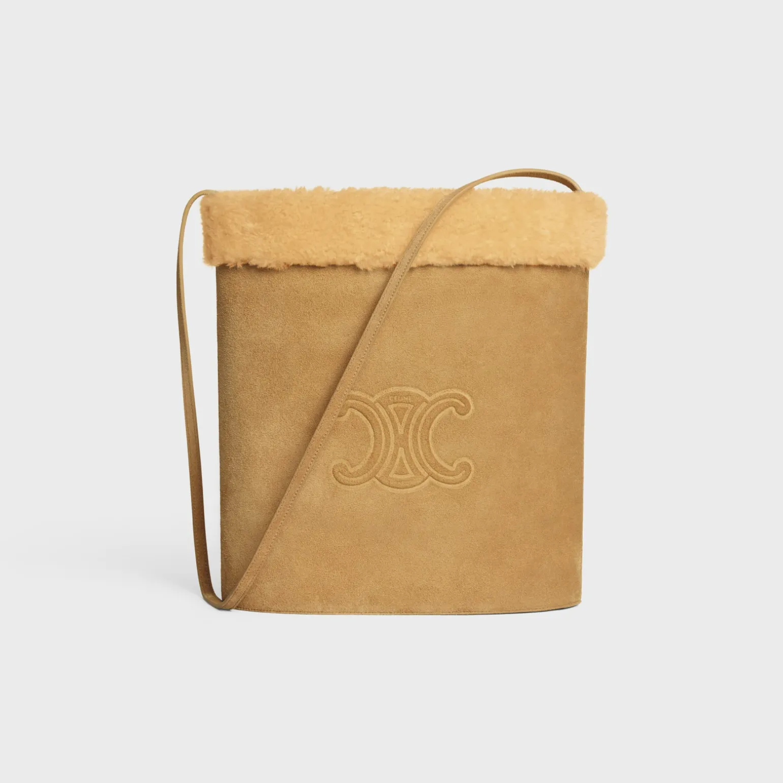 BUCKET in SUEDE CALFSKIN AND SHEARLING