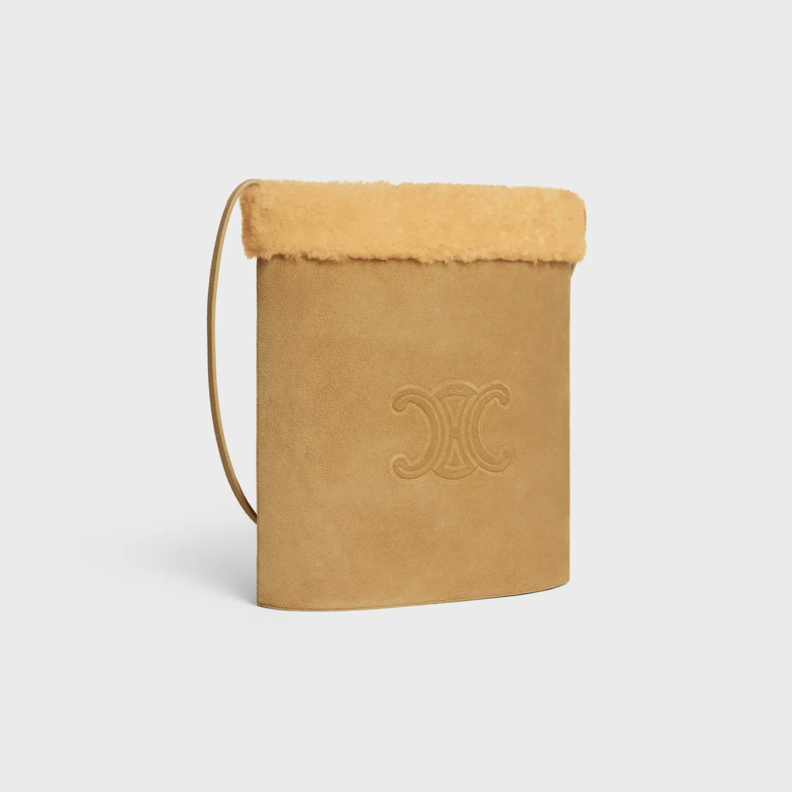 BUCKET in SUEDE CALFSKIN AND SHEARLING