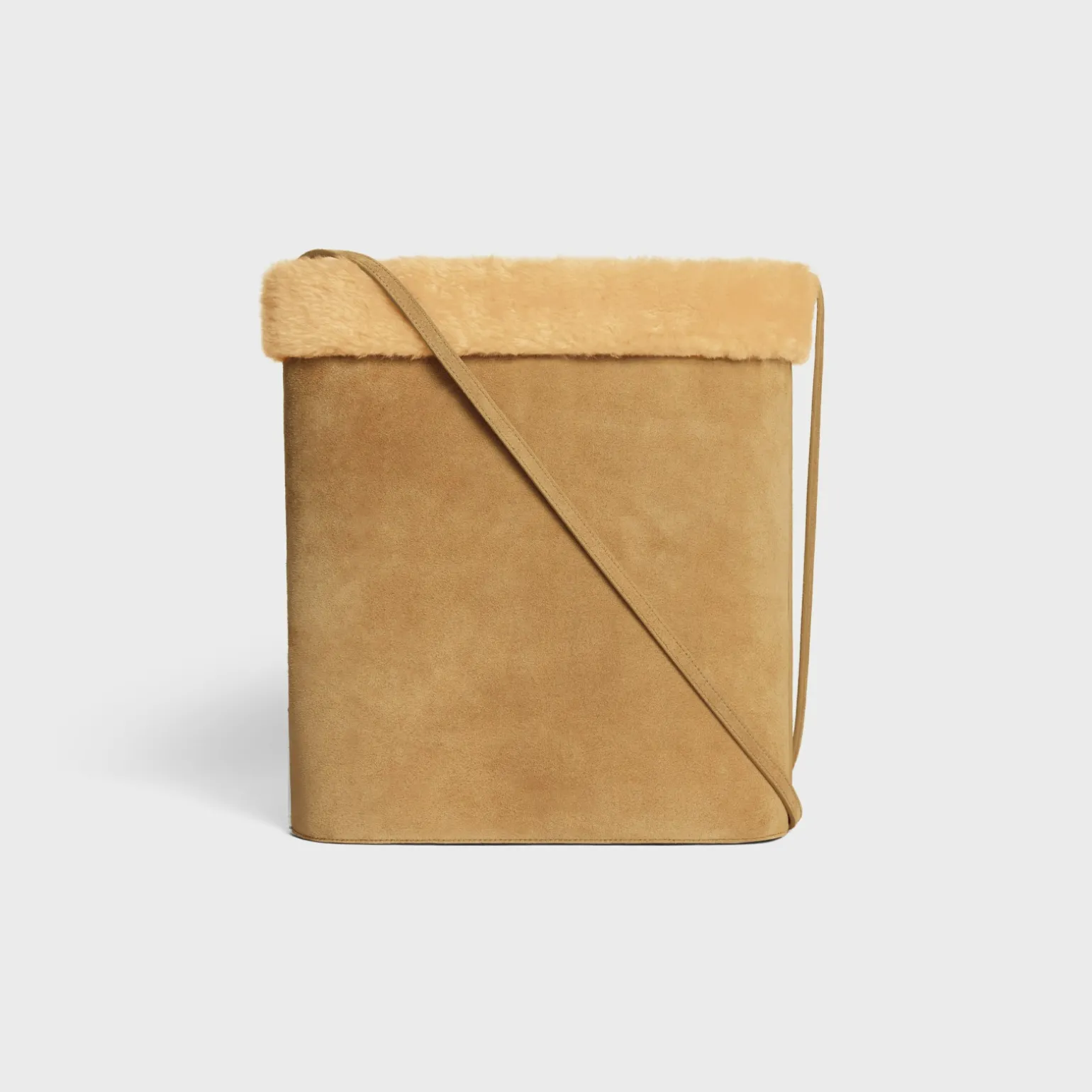 BUCKET in SUEDE CALFSKIN AND SHEARLING