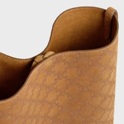 BUCKET in SUEDE CALFSKIN WITH TRIOMPHE ALL OVER