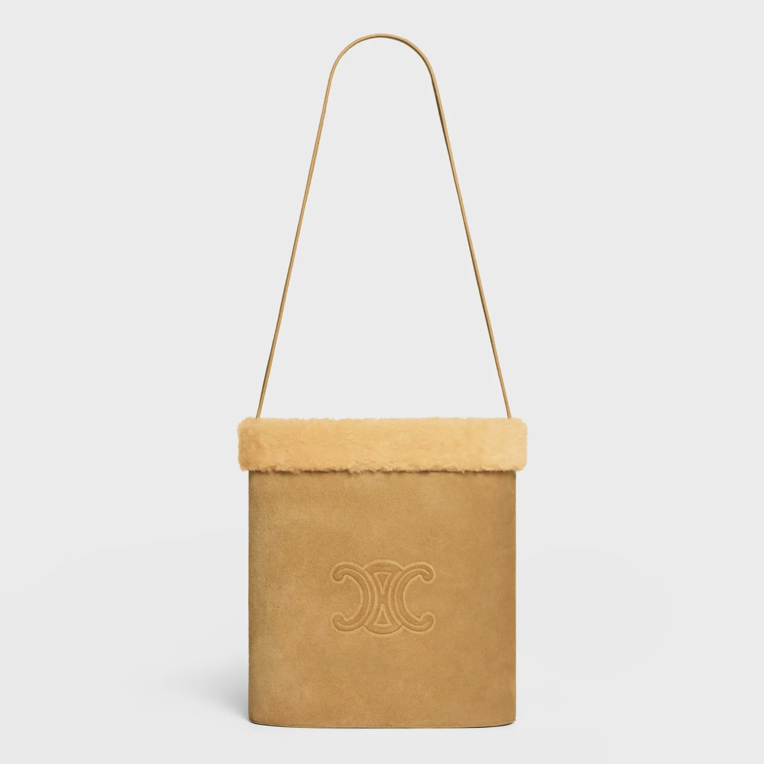 BUCKET in SUEDE CALFSKIN AND SHEARLING