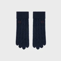 cable-knit triomphe gloves in cashmere