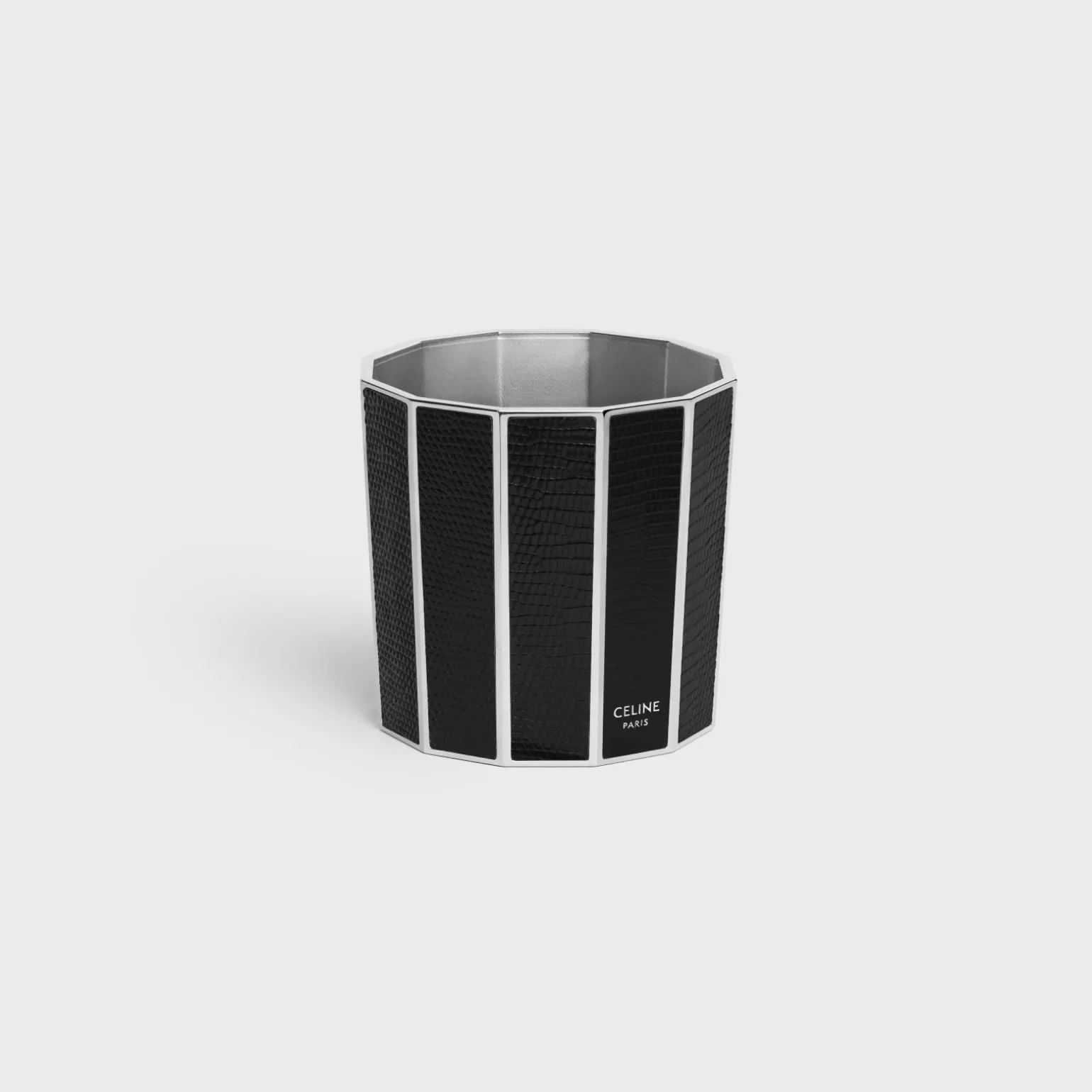 Candle Holder in Steel and Lizard
