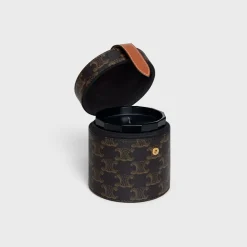 CANDLE HOLDER IN TRIOMPHE CANVAS AND CALFSKIN