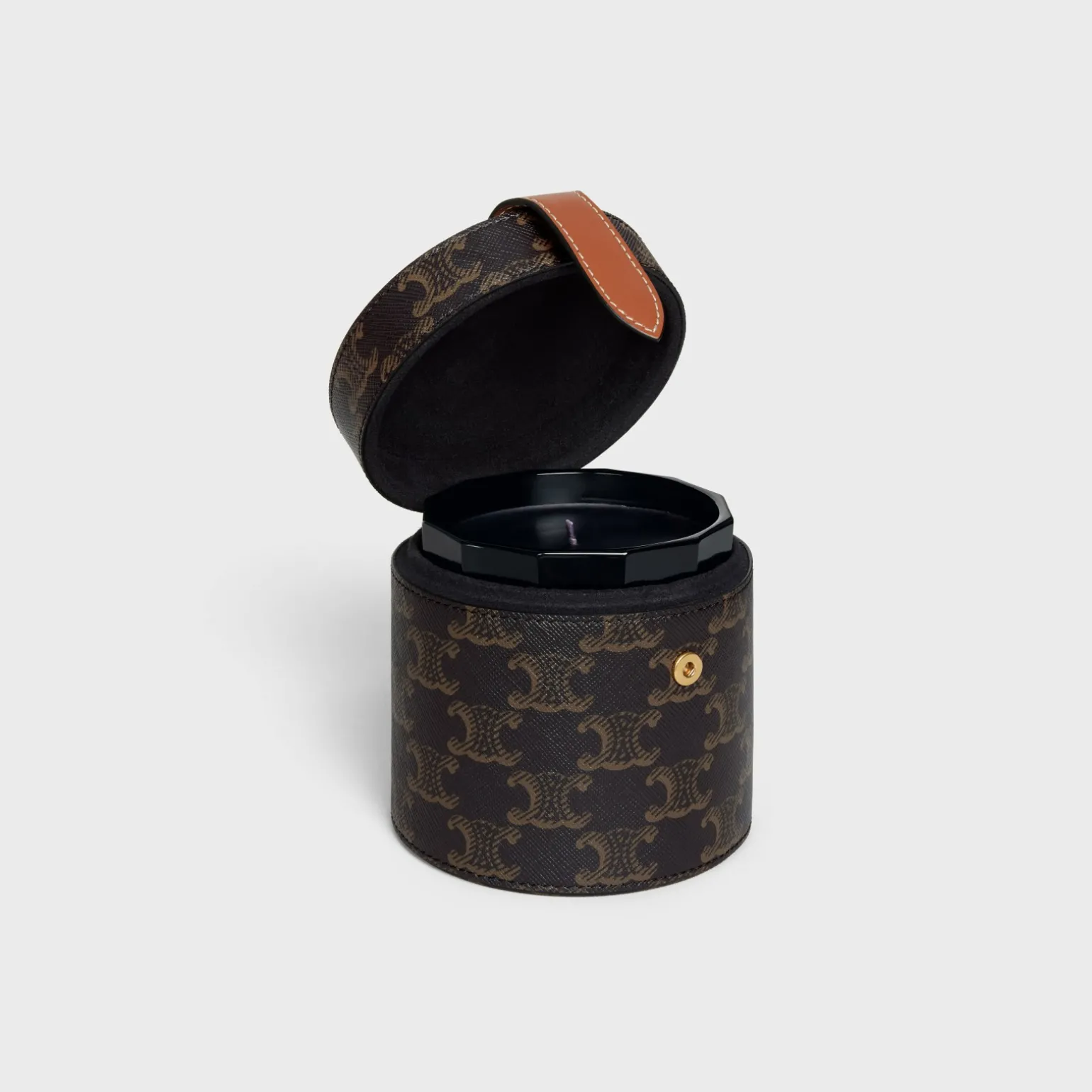 CANDLE HOLDER IN TRIOMPHE CANVAS AND CALFSKIN