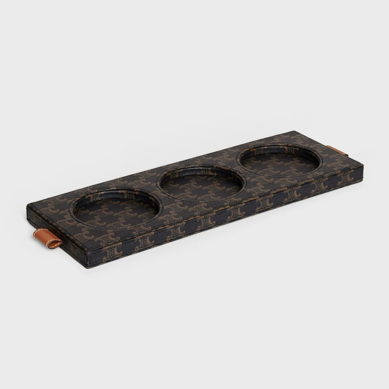 CANDLE TRAY IN NAPPA LAMBSKIN WITH TRIOMPHE CANVAS PRINT AND CALFSKIN