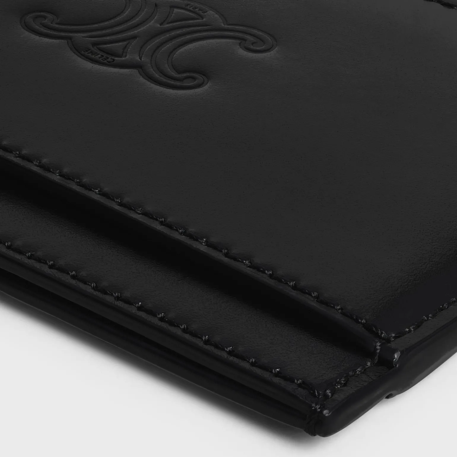 Card holder in Satinated calfskin with triomphe embossed