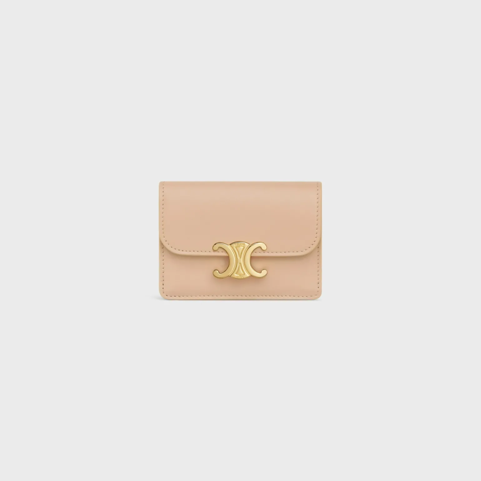 CARD HOLDER WITH FLAP TRIOMPHE in Shiny calfskin