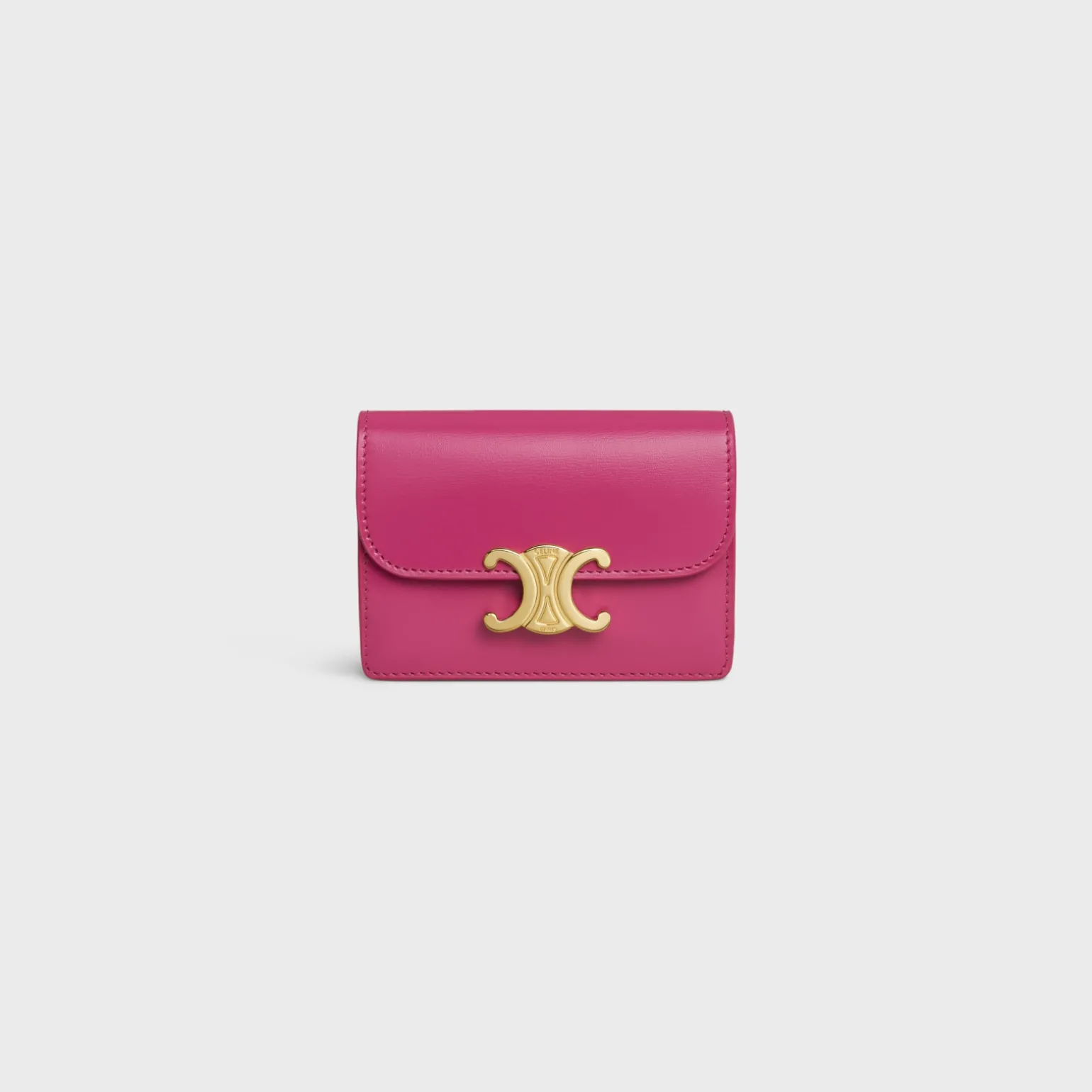 CARD HOLDER WITH FLAP TRIOMPHE in Shiny calfskin