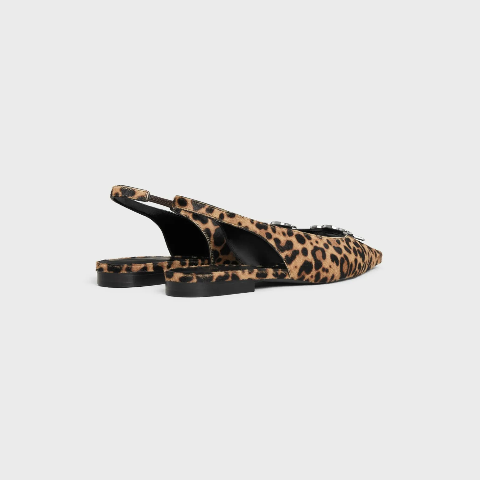 CELINE ALMA TRIOMPHE FLAT SLINGBACK in LEOPARD PRINTED HAIRY CALFSKIN