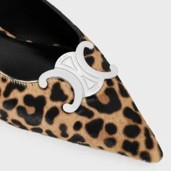 CELINE ALMA TRIOMPHE FLAT SLINGBACK in LEOPARD PRINTED HAIRY CALFSKIN