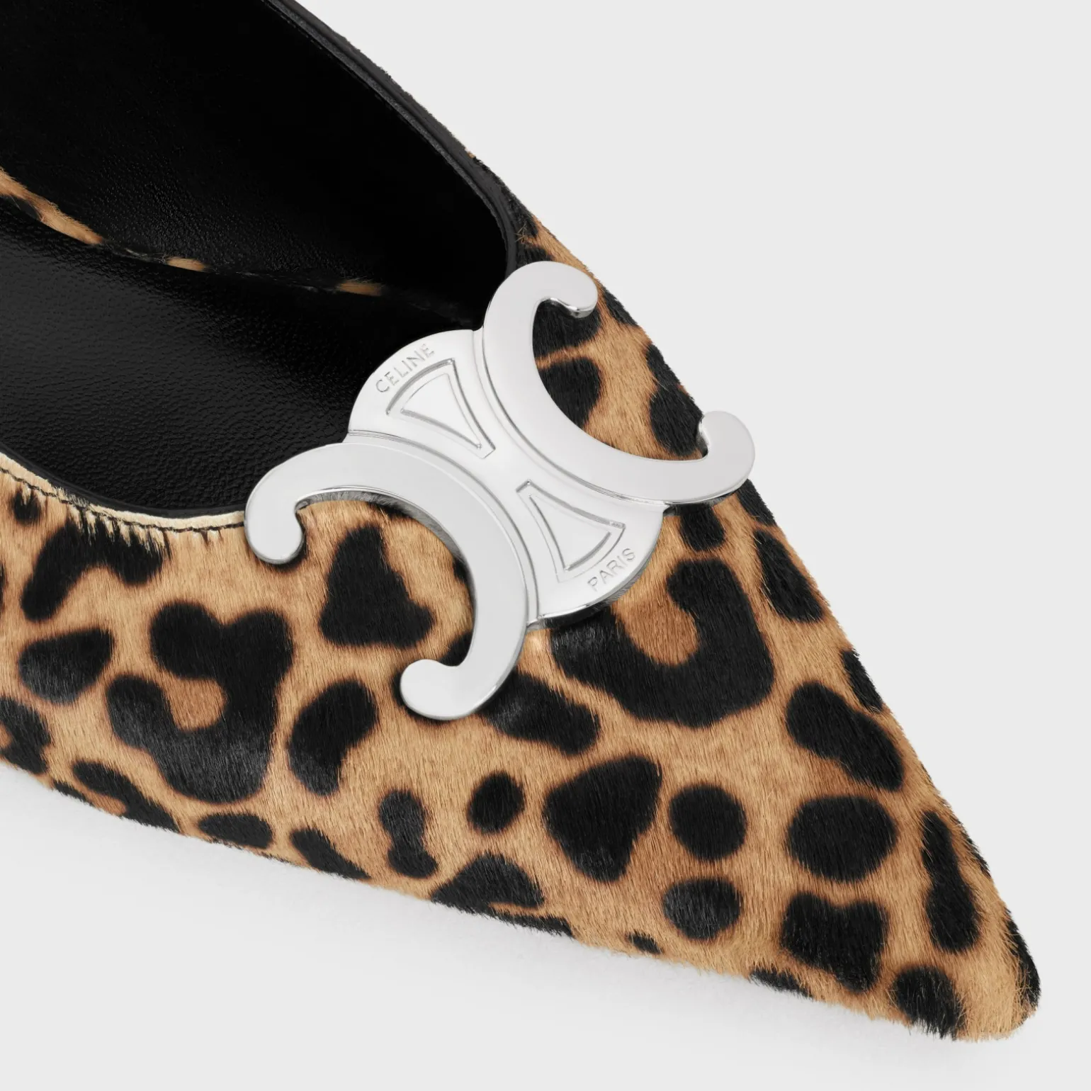 CELINE ALMA TRIOMPHE FLAT SLINGBACK in LEOPARD PRINTED HAIRY CALFSKIN