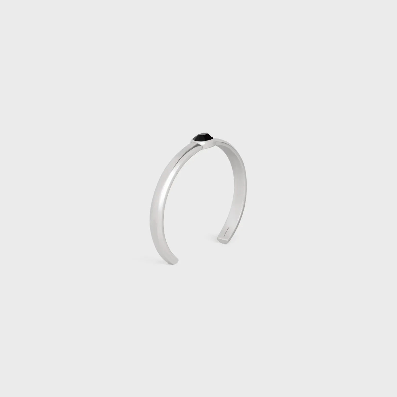 Celine Bevelled Cuff in Onyx and Sterling Silver with Rhodium finish