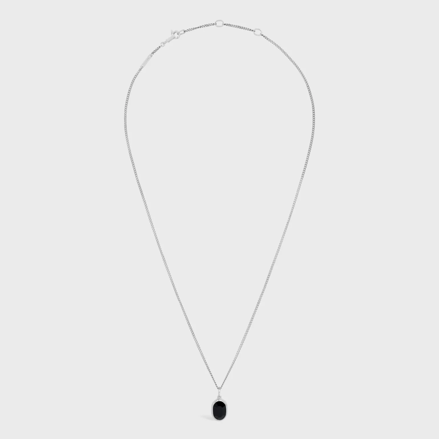Celine Bevelled Necklace in Onyx and Sterling Silver with Rhodium finish