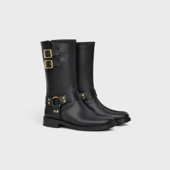CELINE BIKER MID BOOT WITH HARNESS in CALFSKIN - VEGETAL TANNING