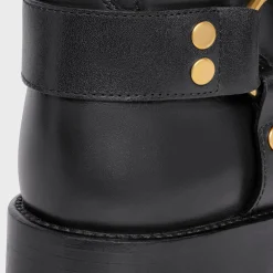 CELINE BIKER MID BOOT WITH HARNESS in CALFSKIN - VEGETAL TANNING