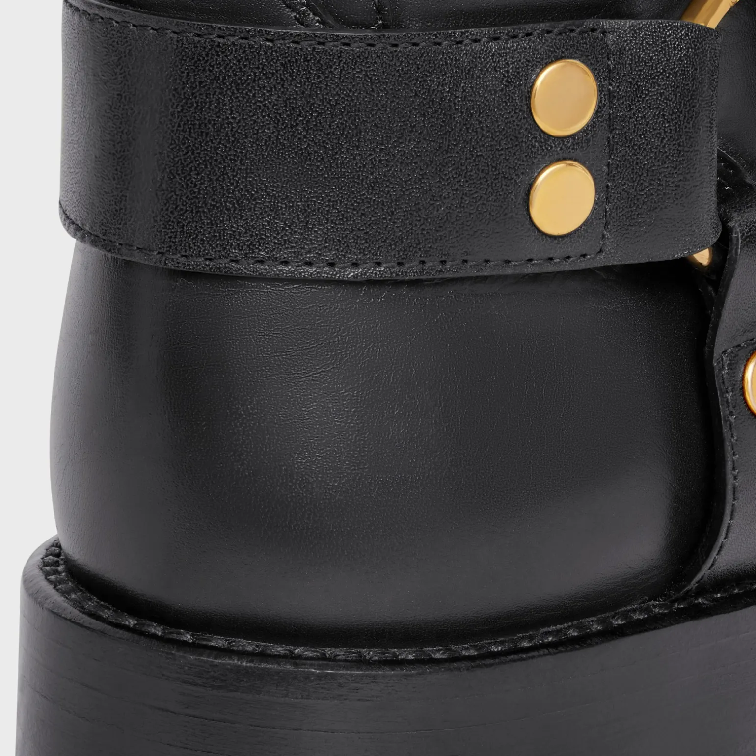 CELINE BIKER MID BOOT WITH HARNESS in CALFSKIN - VEGETAL TANNING