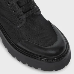 CELINE BULKY LACED UP BOOT in NYLON AND SHINY BULL