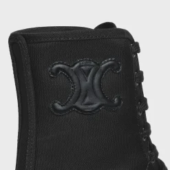 CELINE BULKY LACED UP BOOT in NYLON AND SHINY BULL