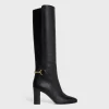 CELINE CLAUDE HIGH BOOT WITH TRIOMPHE SPUR in CALFSKIN