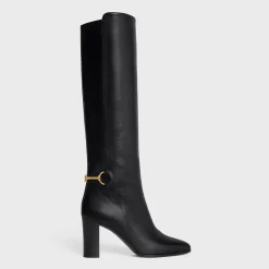 CELINE CLAUDE HIGH BOOT WITH TRIOMPHE SPUR in CALFSKIN