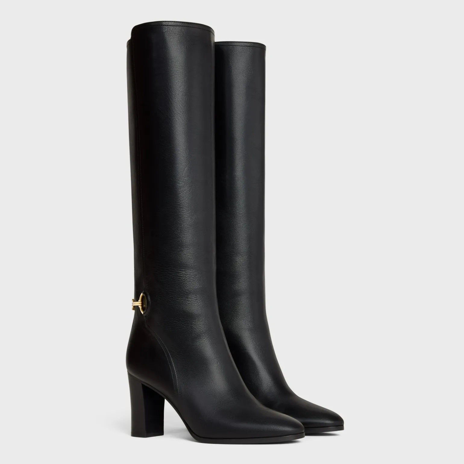CELINE CLAUDE HIGH BOOT WITH TRIOMPHE SPUR in CALFSKIN