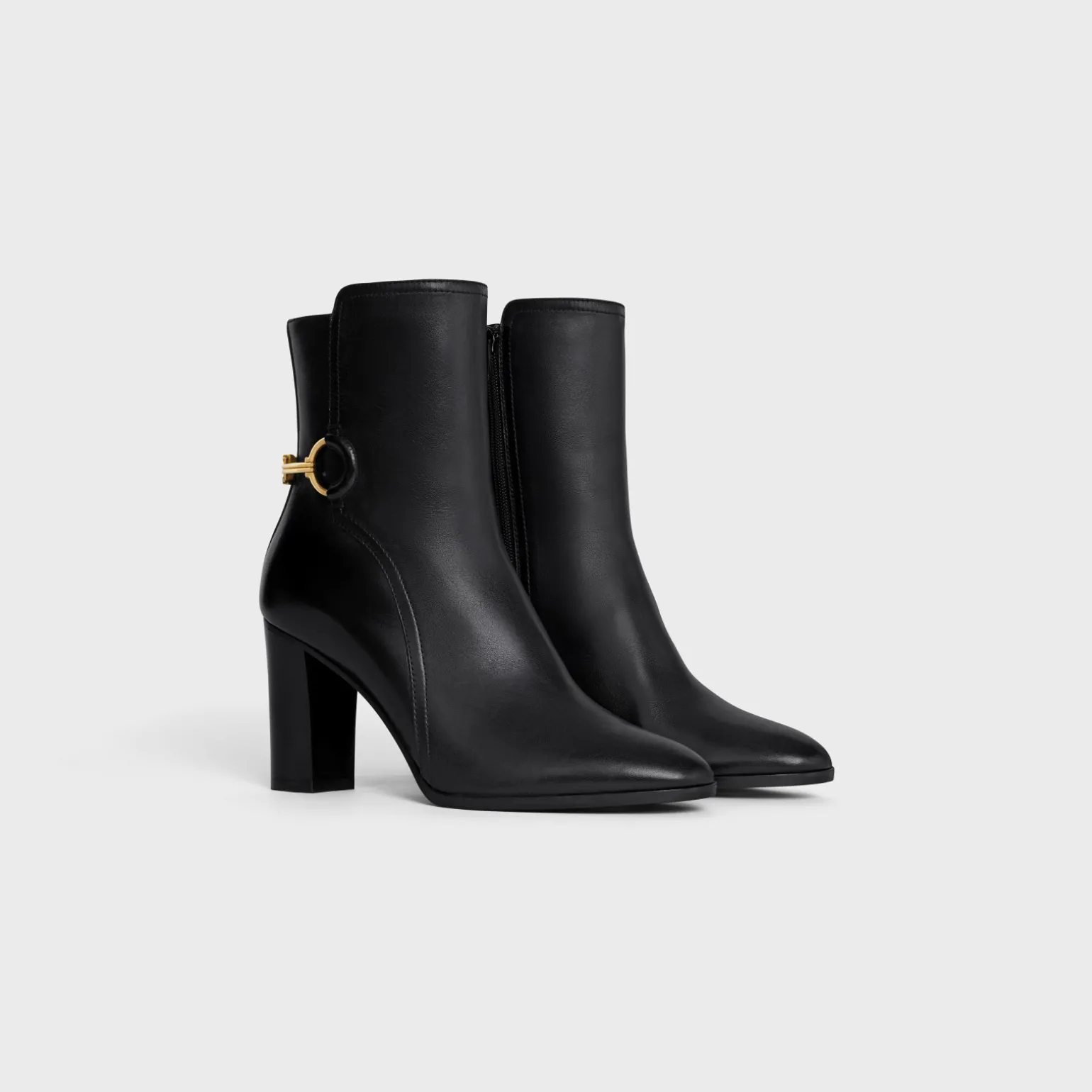 CELINE CLAUDE MID BOOT WITH TRIOMPHE SPUR in CALFSKIN