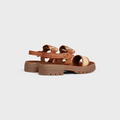 CELINE CLEA TRIOMPHE SANDAL in Raffia & Calfskin