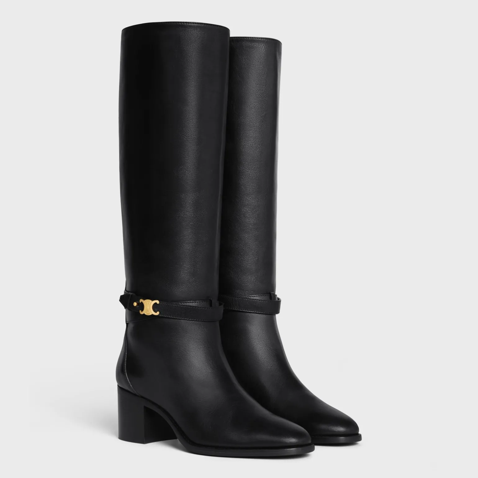 CELINE GARANCE TRIOMPHE STRAP HIGH BOOT in CALFSKIN