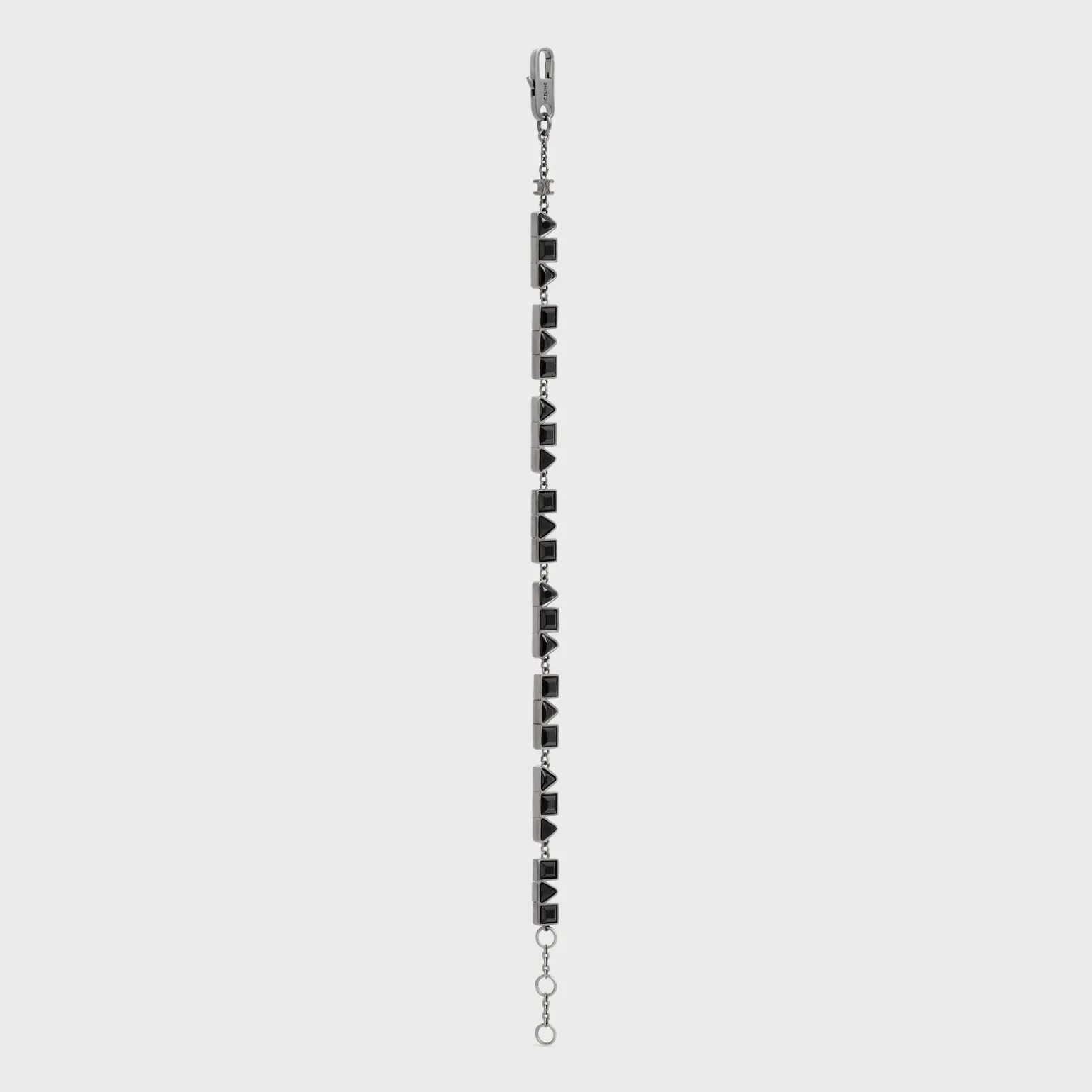 Celine Geometric Bracelet in Brass with Old Rhodium Finish and Strass