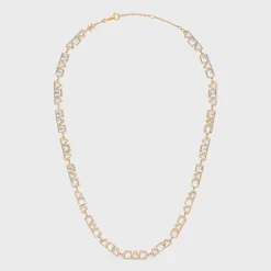 Celine Geometric Necklace in Brass with Gold Finish and Strass