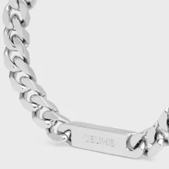 Celine Gourmette Bracelet in Brass with Rhodium Finish