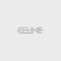 Celine Hair Clip in Brass with Rhodium Finish and Strass
