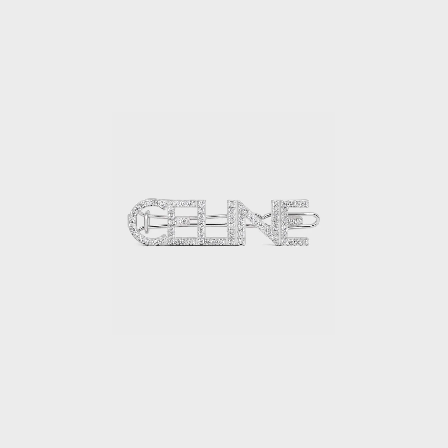 Celine Hair Clip in Brass with Rhodium Finish and Strass