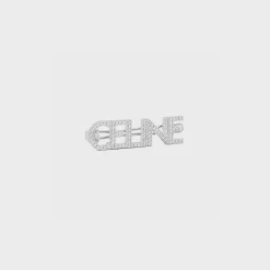 Celine Hair Clip in Brass with Rhodium Finish and Strass