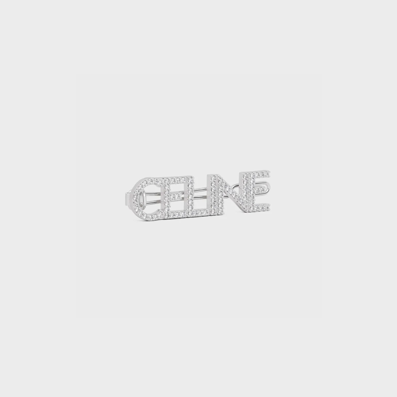 Celine Hair Clip in Brass with Rhodium Finish and Strass