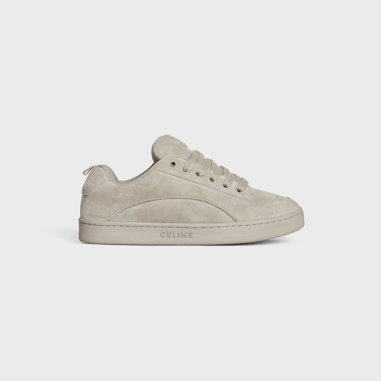 CELINE HUNTINGTON LOW LACE-UP SNEAKER in SUEDE CALFSKIN AND MESH
