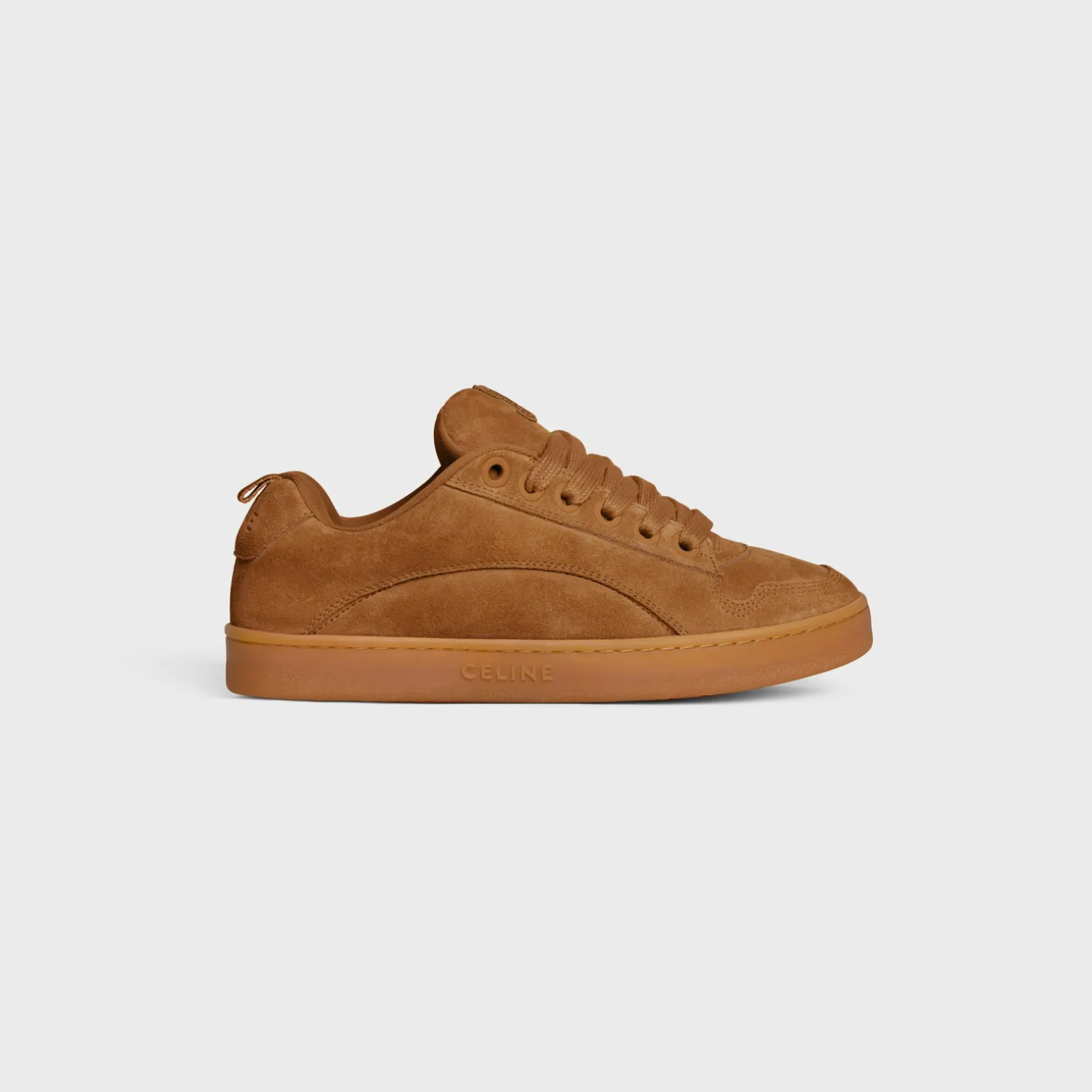 CELINE HUNTINGTON LOW LACE-UP SNEAKER in SUEDE CALFSKIN AND MESH