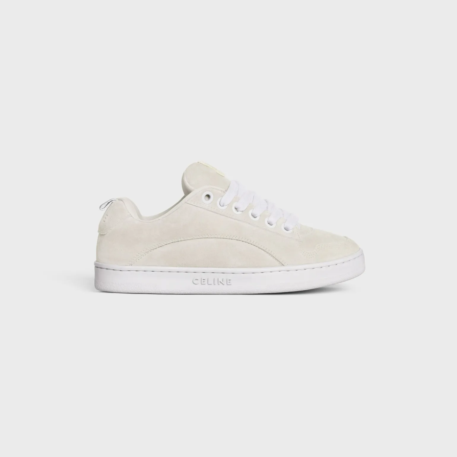 CELINE HUNTINGTON LOW LACE-UP SNEAKER in SUEDE CALFSKIN AND MESH