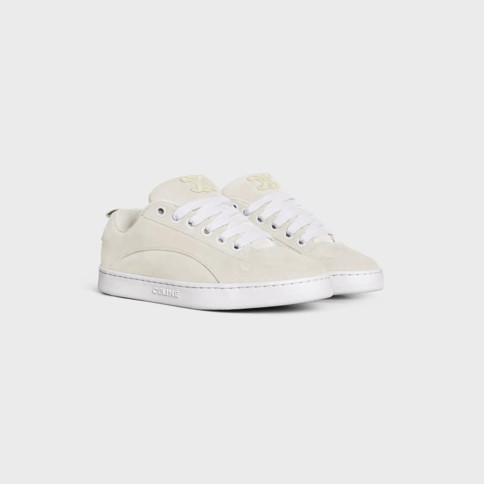 CELINE HUNTINGTON LOW LACE-UP SNEAKER in SUEDE CALFSKIN AND MESH