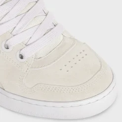 CELINE HUNTINGTON LOW LACE-UP SNEAKER in SUEDE CALFSKIN AND MESH