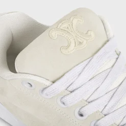 CELINE HUNTINGTON LOW LACE-UP SNEAKER in SUEDE CALFSKIN AND MESH