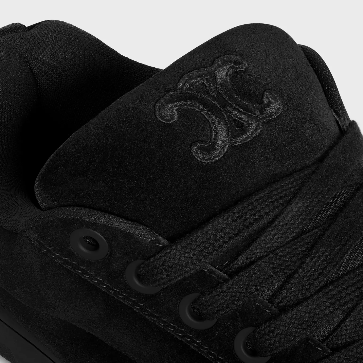 CELINE HUNTINGTON LOW LACE-UP SNEAKER in SUEDE CALFSKIN AND MESH