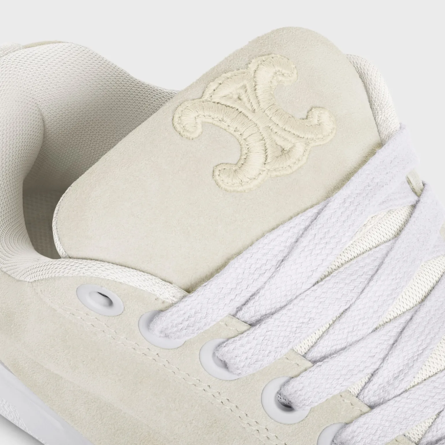 CELINE HUNTINGTON LOW LACE-UP SNEAKER in SUEDE CALFSKIN AND MESH