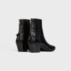 CELINE JACNO BACK BUCKLE ZIPPED BOOT in Shiny calfskin