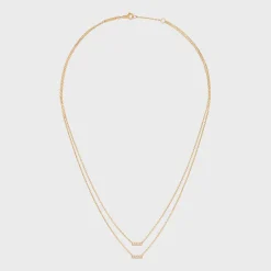 Celine Line Double Necklace in Yellow Gold and Diamonds
