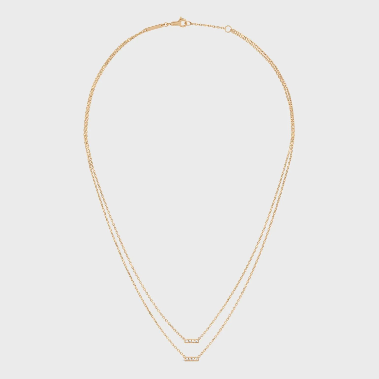 Celine Line Double Necklace in Yellow Gold and Diamonds